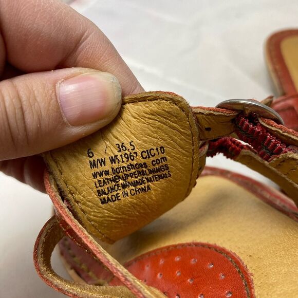 Born Dark Red leather sandals double strap thong flip flop 36.5M/6 - Picture 6 of 6